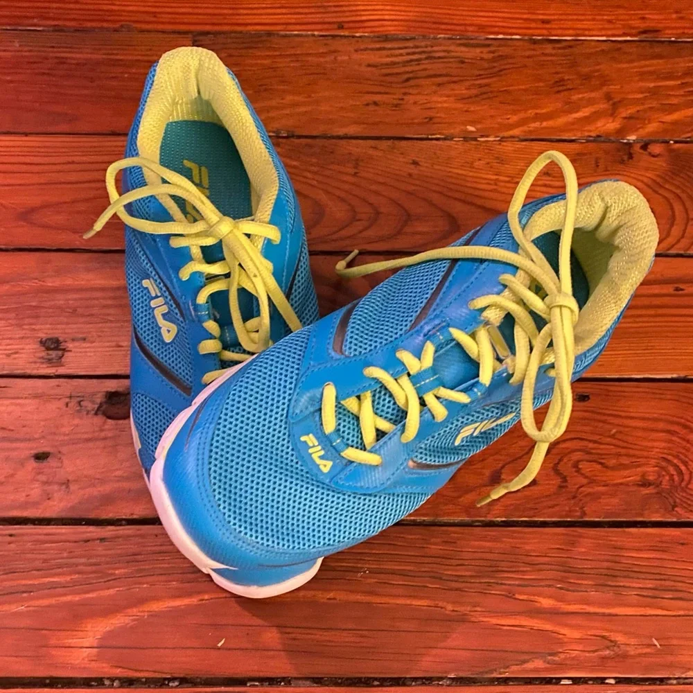 Fila DLS Foam Ancerus 5 Running Shoes Size 10 Blue & Yellow Neon Like New